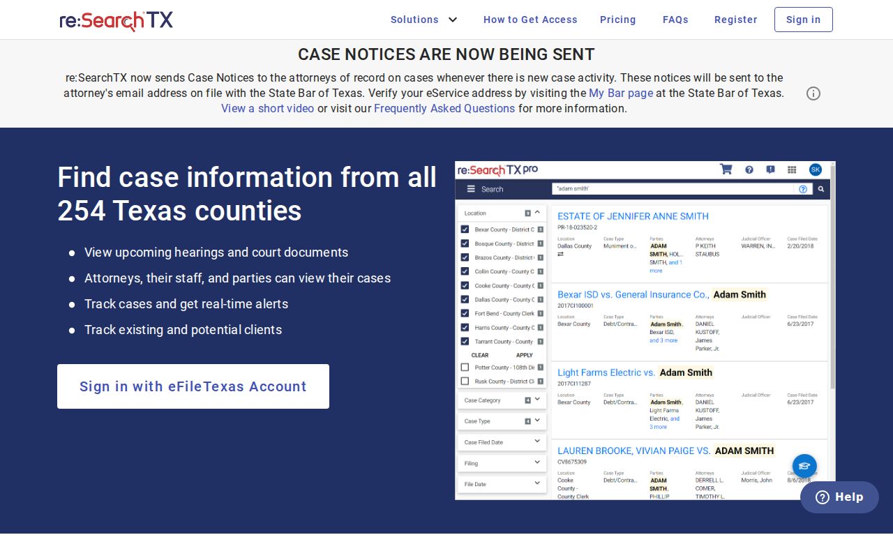re:SearchTX access for Terrell County criminal court case documents