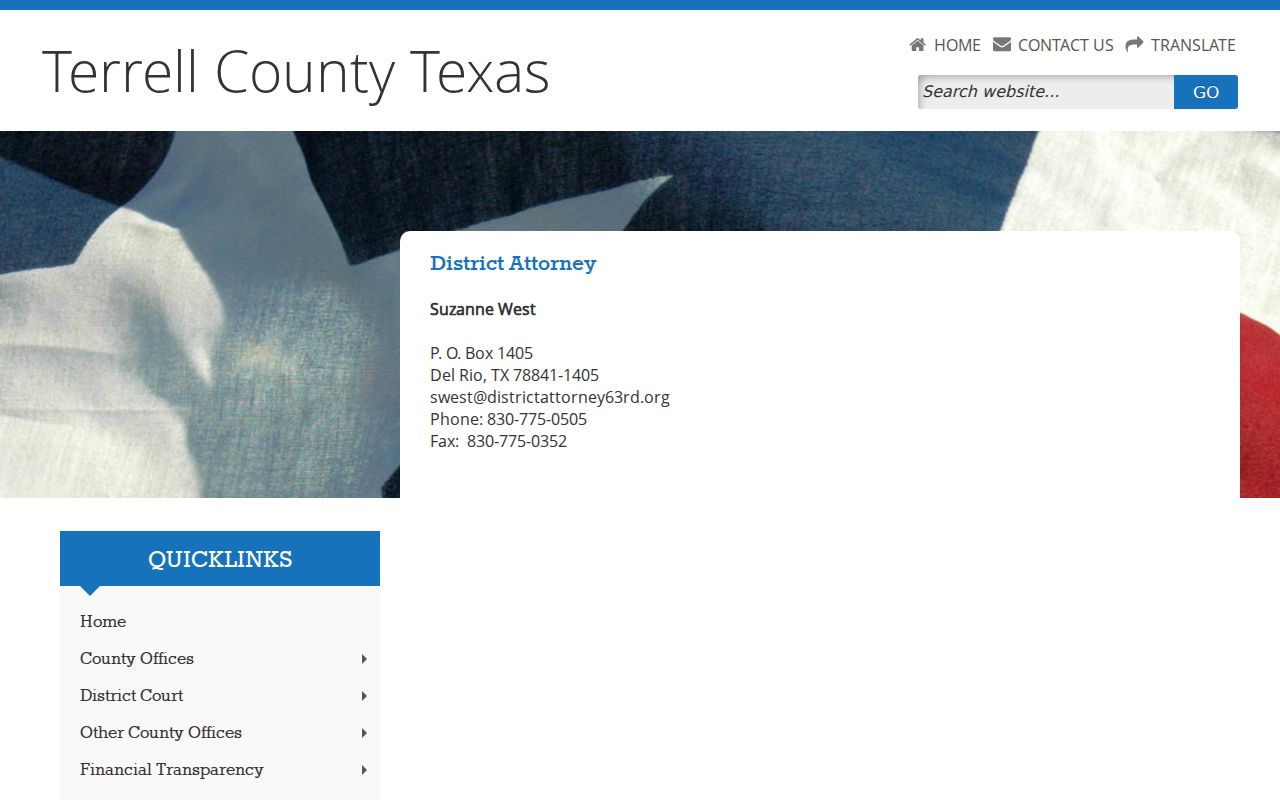 Terrell County criminal records and District Attorney office page