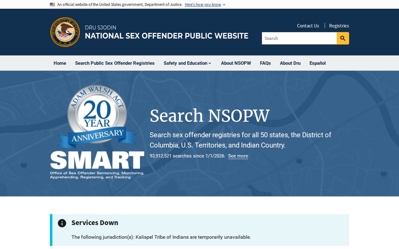 National registry search used with Terrell County sex offender records